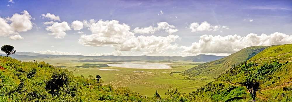 Panoramic view of Crater Ngorongoro at the afternoon